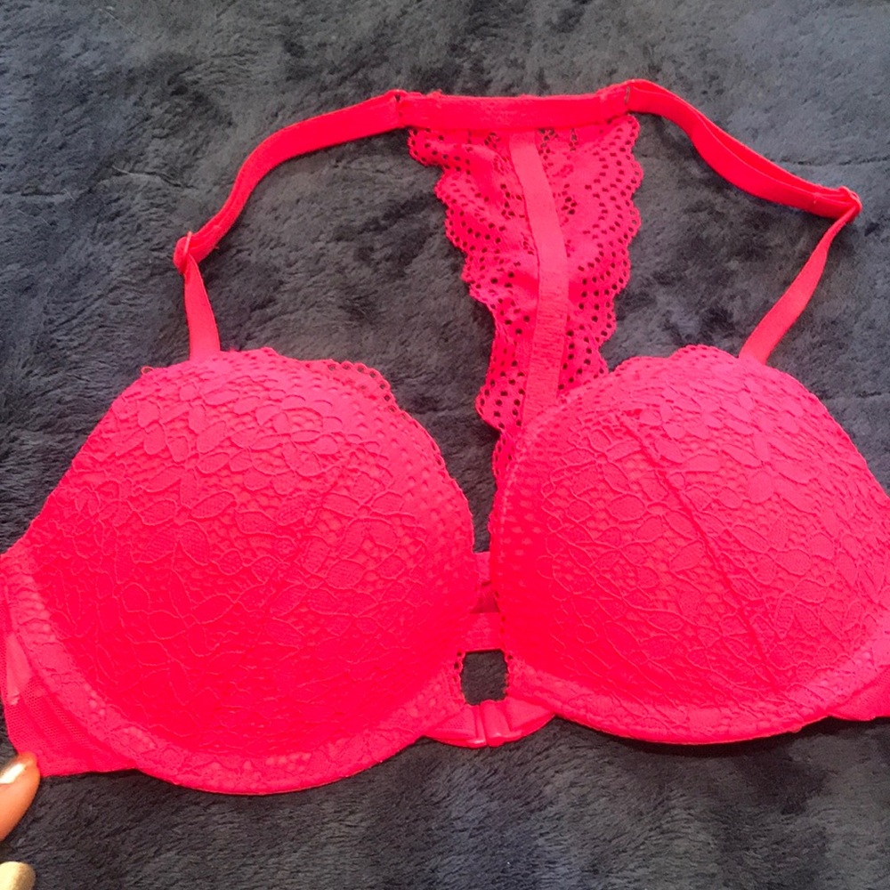 Racerback Lace Hot Pink PushUp Padded Bra